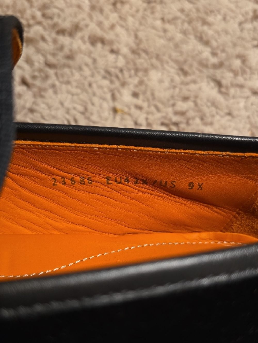 Magnanni Black Velvet Loafers with Orange Lining Eu42.5/US9.5 - Picture 3 of 9